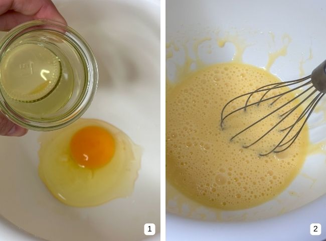 Bananenkuchen Eier und Öl schaumig rühren