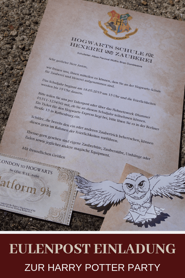 Eulenpost Einladungen Harry Potter