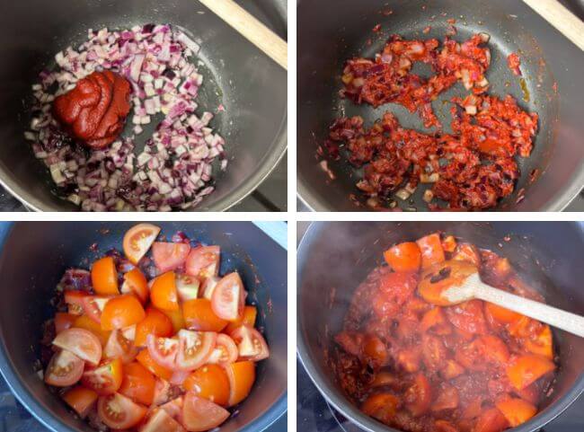 Gemüselasagne - Tomatensauce kochen