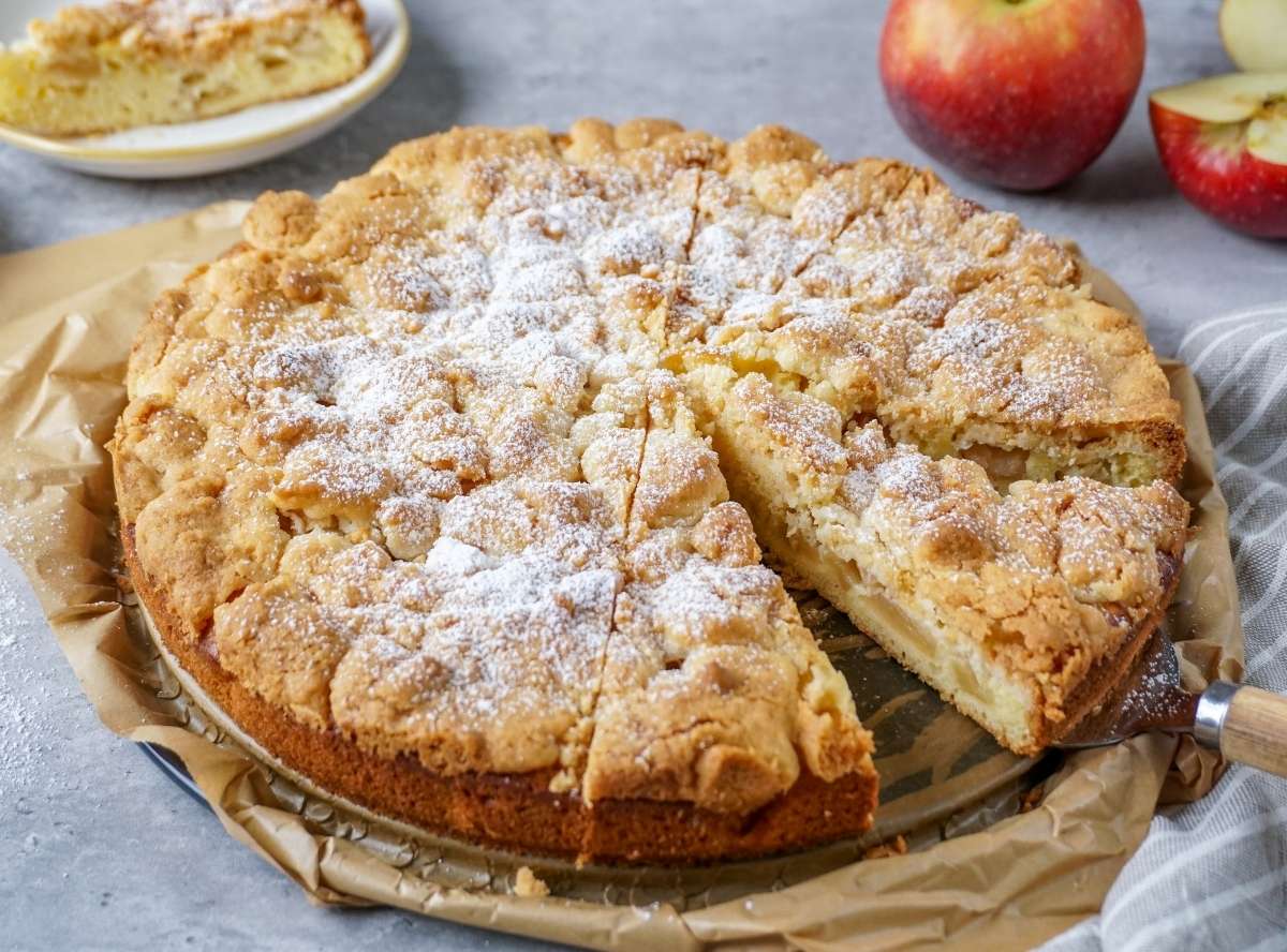 Apfelkuchen mit Rührteig und Streusel aus der Springform Apfelkuchen mit Rührteig und Streusel aus der Springform