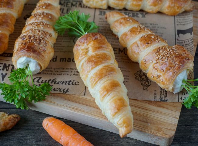 Blätterteig Möhren Ostern backen