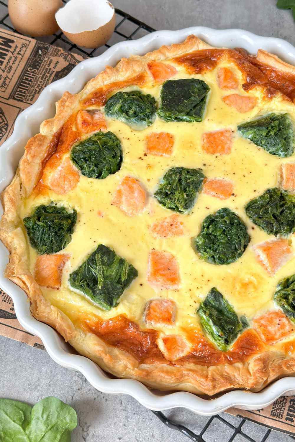 Blätterteig Quiche mit Spinat und Lachs