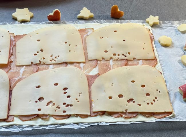 Blätterteig Tannenbaum Spieß Schinken Käse Weihnachten