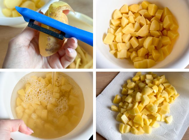 Bratkartoffeln Heißluftfritteuse klein schneiden