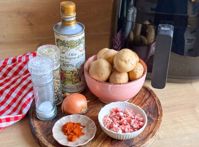 Bratkartoffeln mit Zwiebeln in Heißluftfritteuse