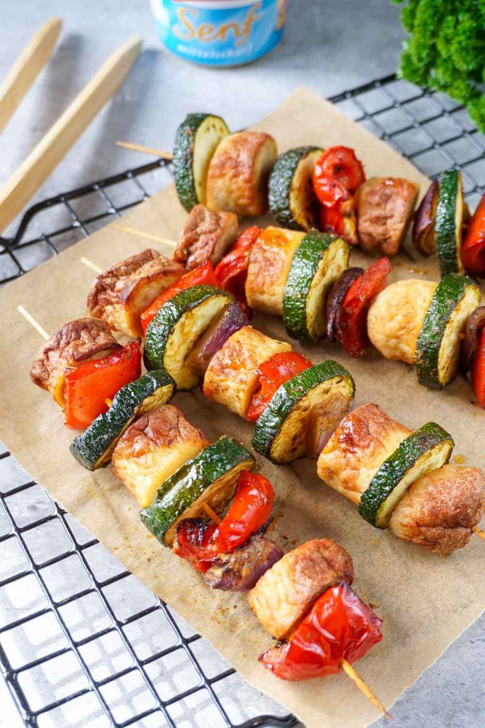 Bratwurst-Gemüse-Grillspieße – für Grill & Airfryer