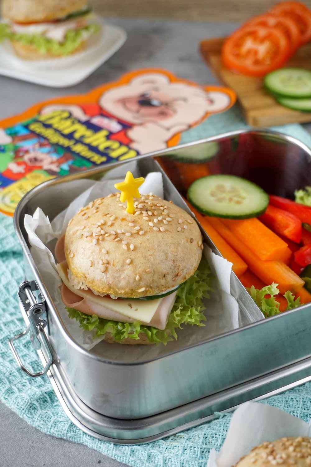 Brotdosen Burger mit Bärchen-Wurst Brotdosen Burger mit Bärchen-Wurst