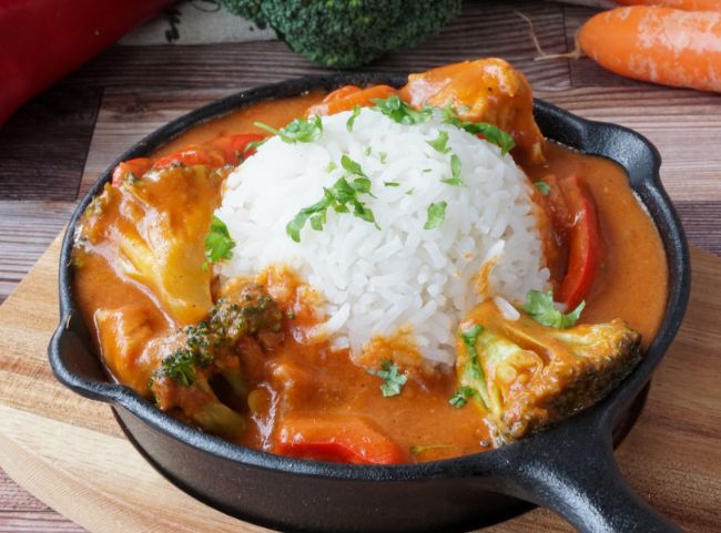 Curry Geschnetzeltes mit Reis