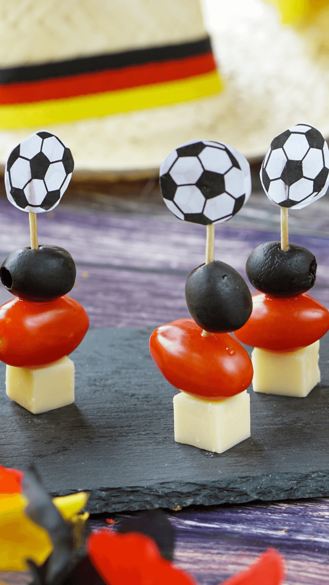 Fussballspieße schwarz-rot-gold Fussball Fussball-Spieße für Fussball-Fans ins schwarz-rot-gold