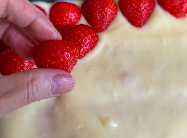 Erdbeerkuchen Blech mit Pudding