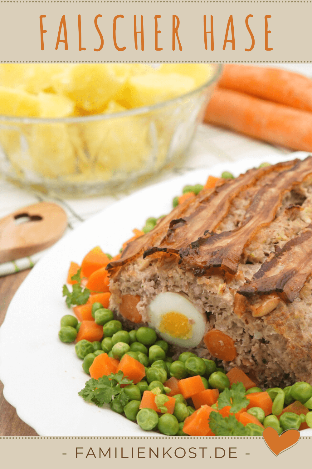 Falscher Hase - ein gefüllter Hackbraten mit Möhre und Ei Falscher Hase - ein gefüllter Hackbraten mit Möhre und Ei