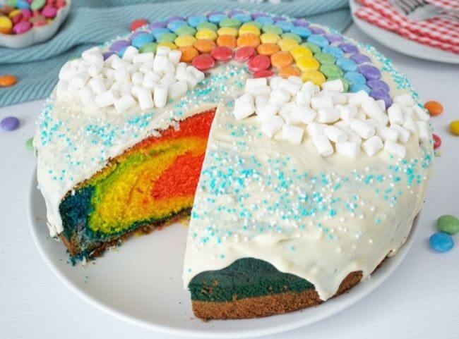 Regenbogenkuchen backen | einfaches Rezept