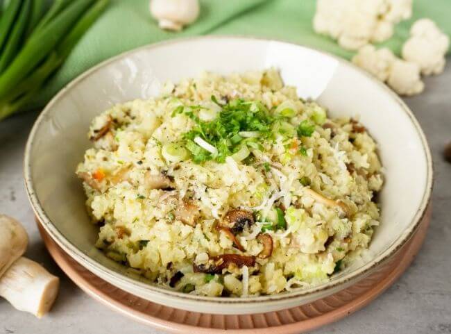 Low Carb Risotto nach einfachem Rezept mit Blumenkohl