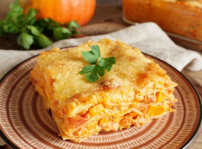 Kürbislasagne - einfaches &amp; vegetarisches Rezept