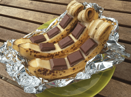 Gegrillte Banane mit Schokolade, Honig oder flambiert