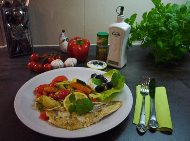 Zanderfilet mit Ofengemüse