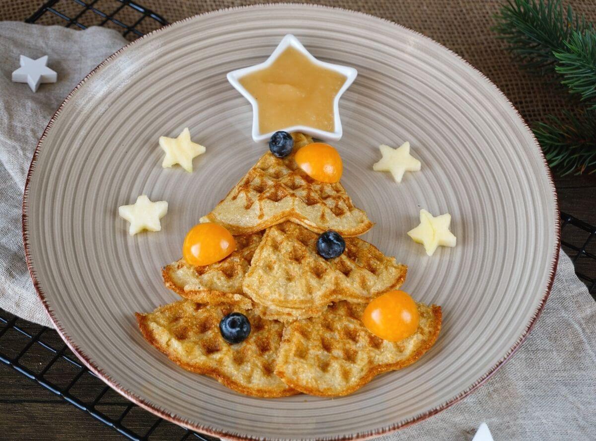 Apfelwaffeln Weihnachtsbaum Fingerfood