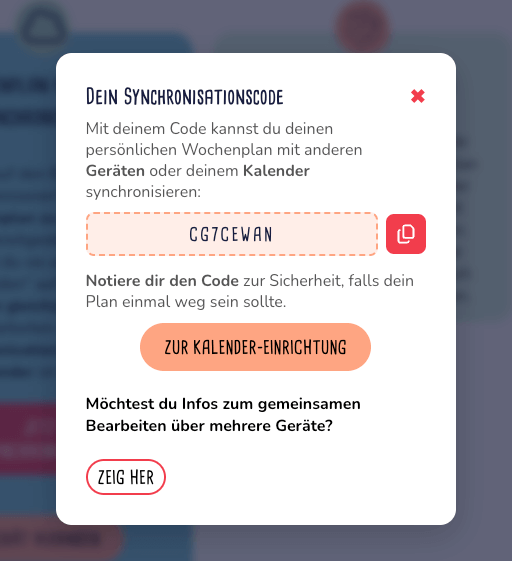 Dialog zur Kalender-Einrichtung