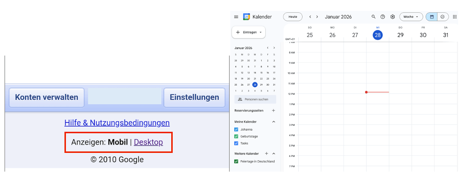 Google Kalender Desktop