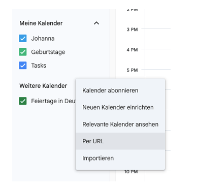Google Kalender URL