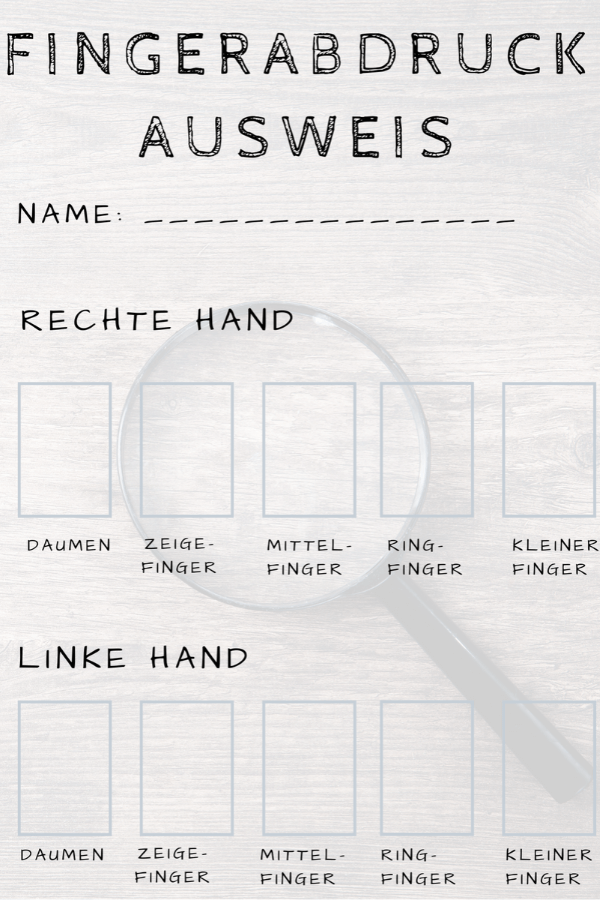 Fingerabdruck Ausweis für Detektive Fingerabdruck Ausweis für Detektive