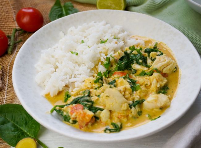 Fischcurry mit Reis