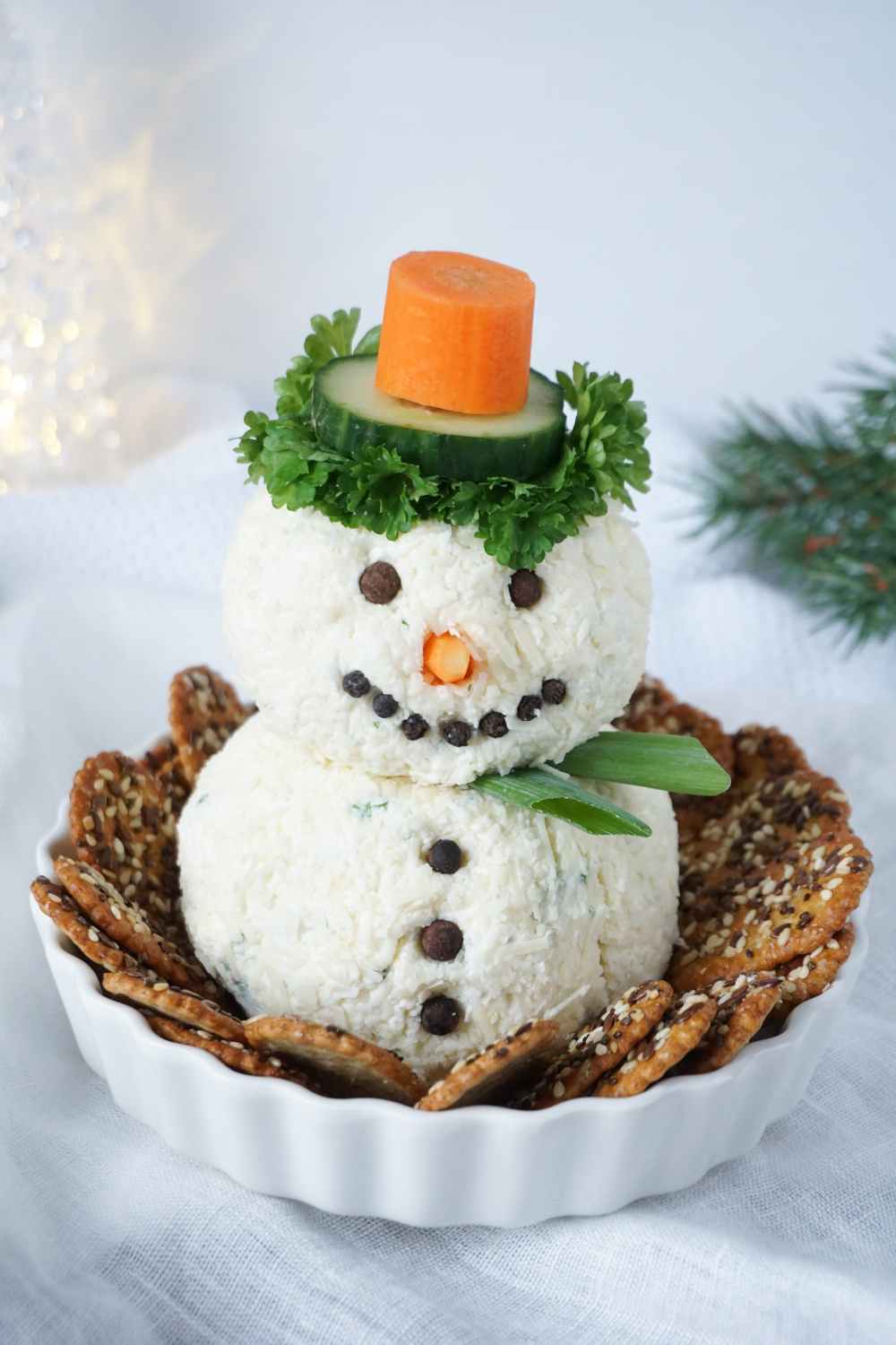 Frischkäse-Schneemann Frischkäse-Schneemann