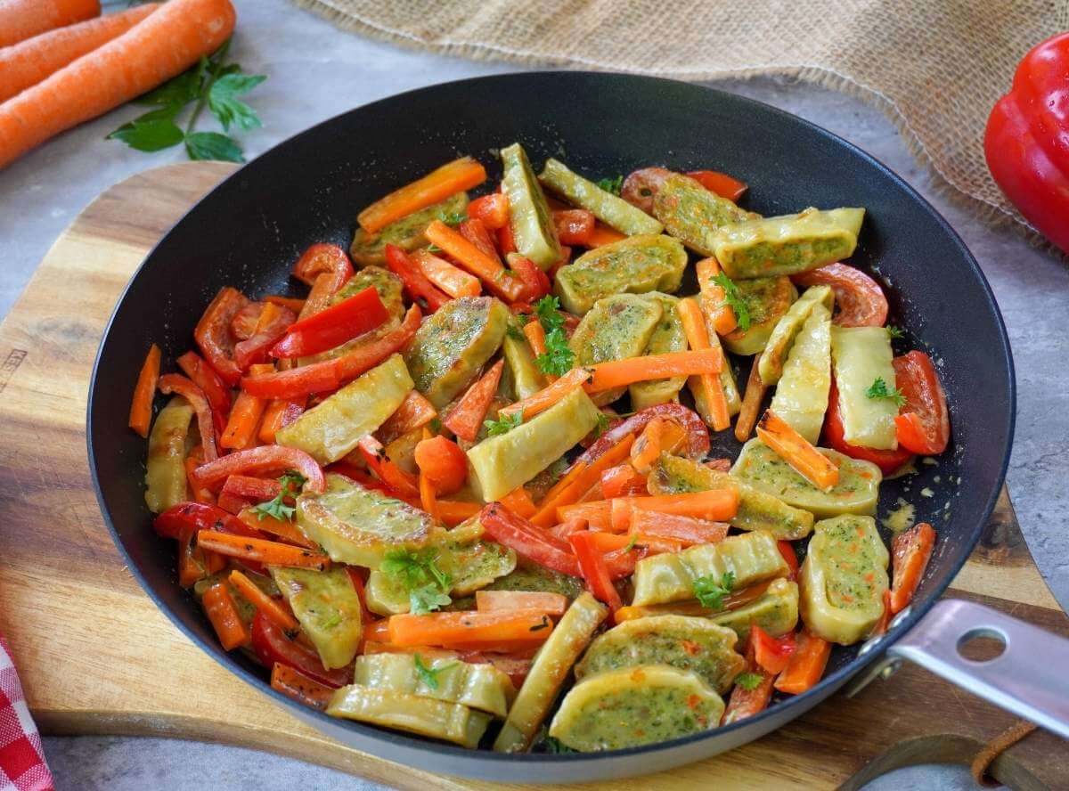 Gebratene Maultaschen mit Gemüse