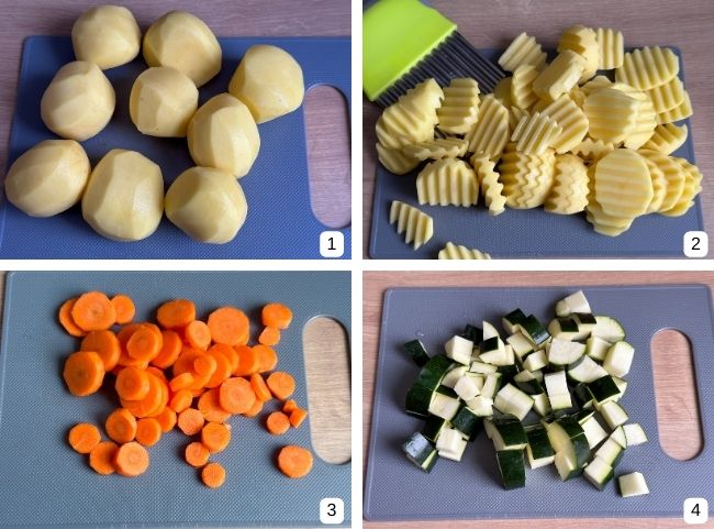 Kartoffelauflauf - Gemüse in Scheiben schneiden