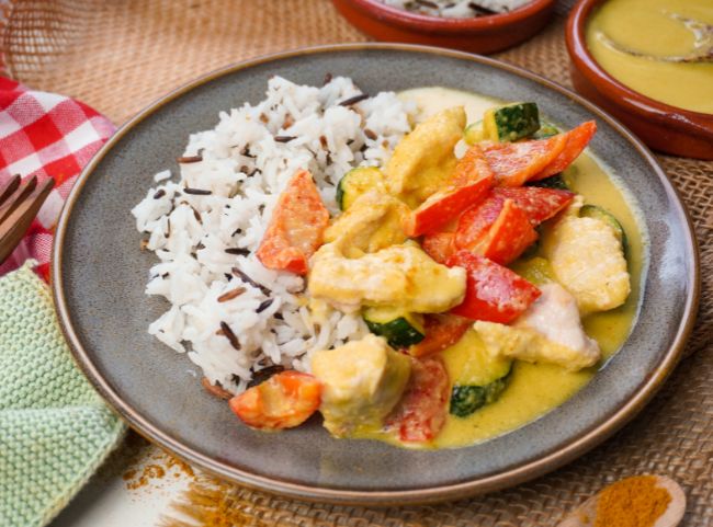 Gemüse Hähnchen Currysauce Heißluftfritteuse