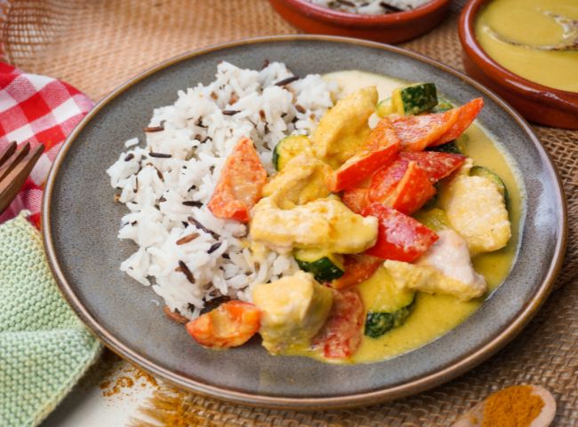 Gemüse Hähnchen Currysauce Heißluftfritteuse Gemüse Hähnchen Currysauce Heißluftfritteuse
