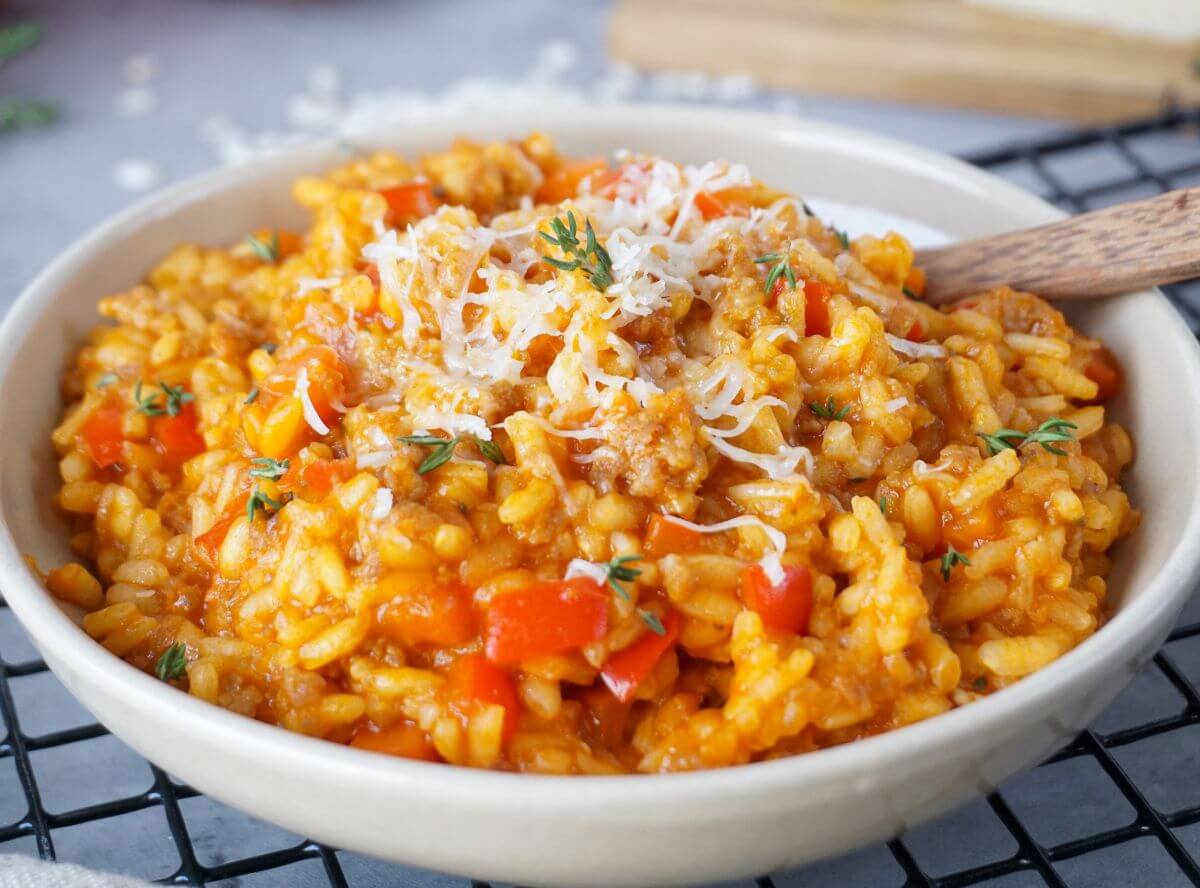 Hackfleisch-Reis-Pfanne mit Paprika