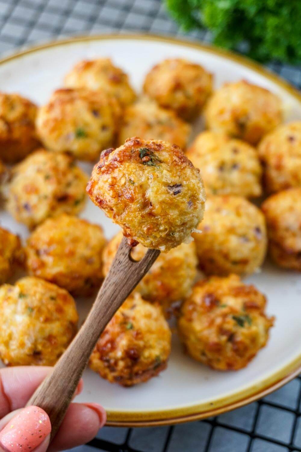 Hähnchenfrikadellen mit Käse aus der Heißluftfritteuse Hähnchenfrikadellen mit Käse aus der Heißluftfritteuse
