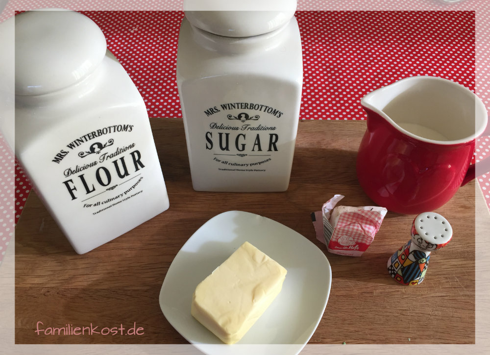 Zutaten für Hefeteig Glücksschweinchen Zutaten für Hefeteig Glücksschweinchen