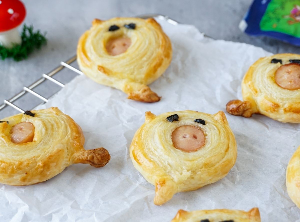 Herzhafte Blätterteig Glücksschweinchen