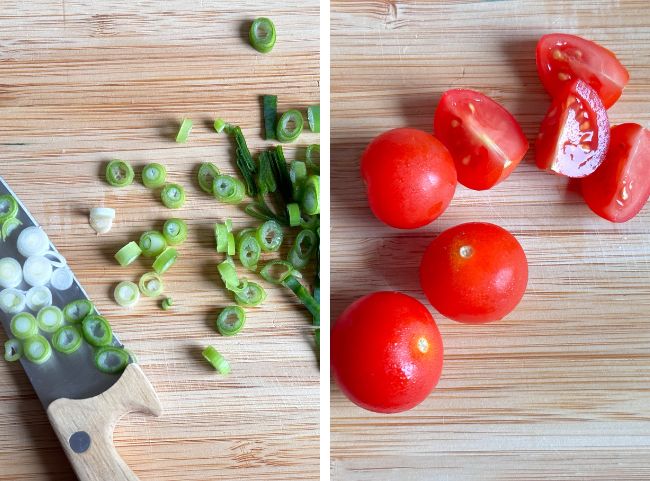 Hüttenkäsetaler vegetarisch Tomate Lauch