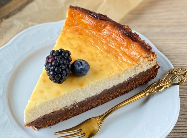 Käsekuchen mit Brownie Boden