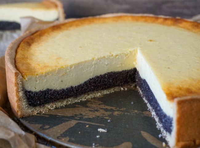 Käsekuchen mit Mohn