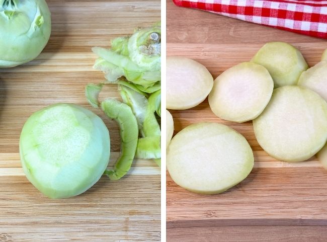 Kohlrabischnitzel - Kohlrabi schälen