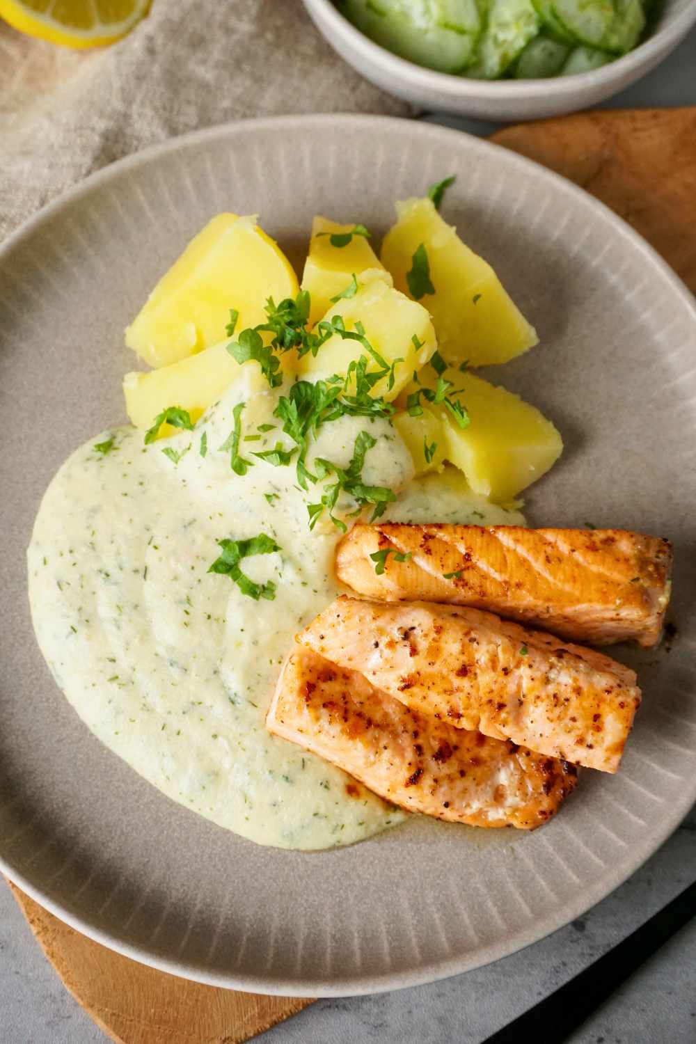 Lachs braten Dillsauce Lachs braten Dillsauce