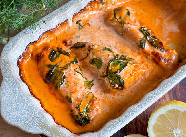 Lachs Sahne Gratin Tomaten-Sahne-Sauce