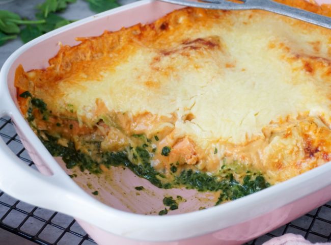 Lachs Lasagne mit Spinat