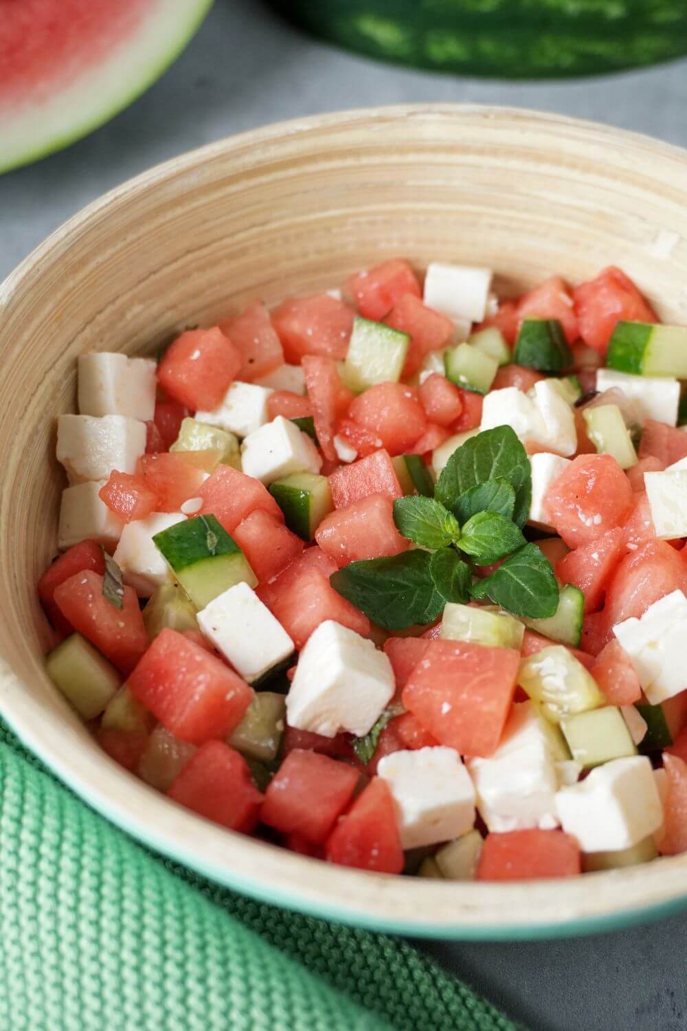 Melone Feta Salat mit Gurke