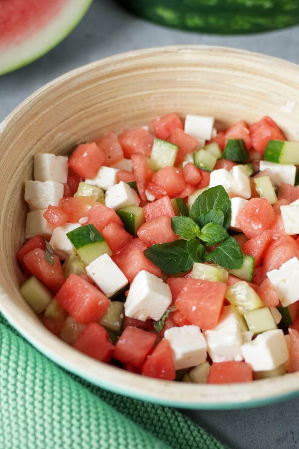 Melone Feta Salat mit Gurke Melone Feta Salat mit Gurke