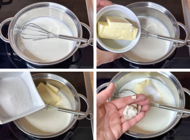 Milchbrötchen - Milch, Butter, Zucker und Hefe erwärmen