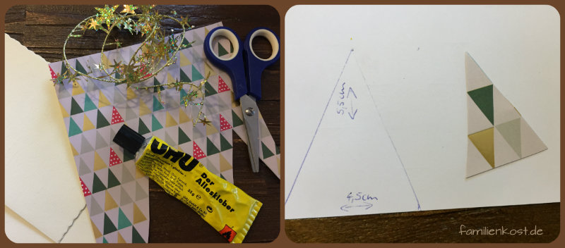 Mit Motivpapier Karte als Weihnachtsbaum basteln Mit Motivpapier Karte als Weihnachtsbaum basteln