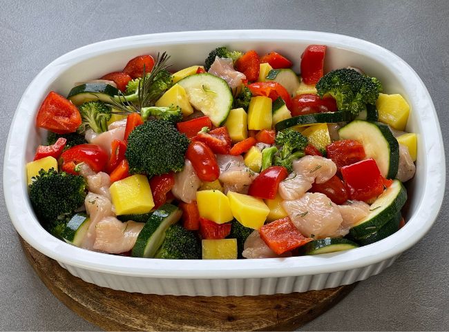 Ofengemüse mit Hähnchen Blech Ofengemüse mit Hähnchen Blech