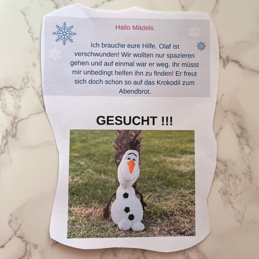 Olaf Schatzsuche Kindergeburtstag