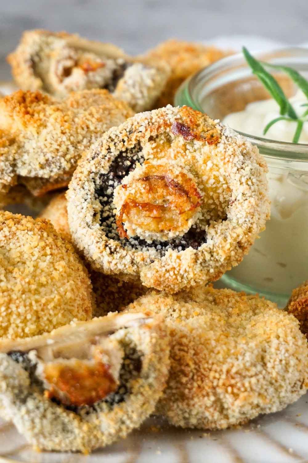 panierte Champignons aus der Heißluftfritteuse panierte Champignons aus der Heißluftfritteuse