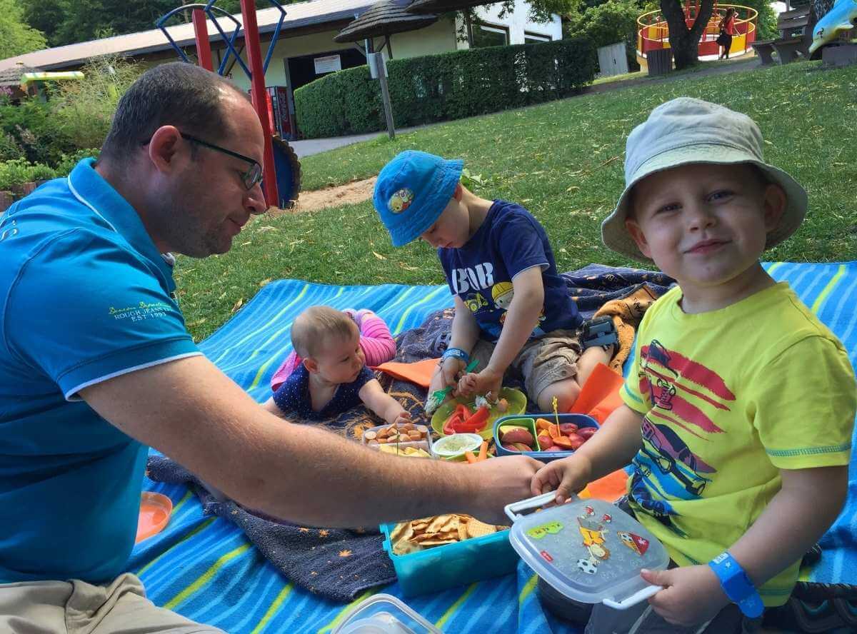 Picknick mit Kindern auf der Wiese Picknick mit Kindern auf der Wiese